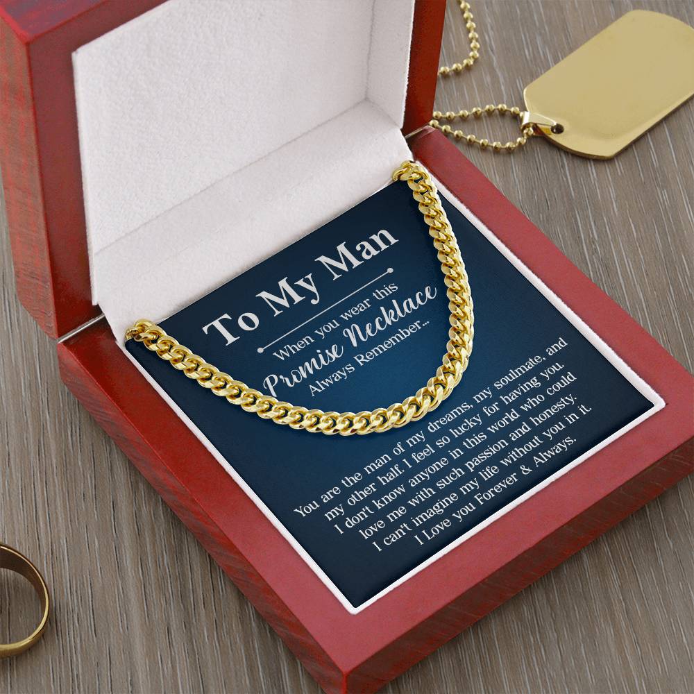 To My Man Promise Necklace, Cubin Link Chain