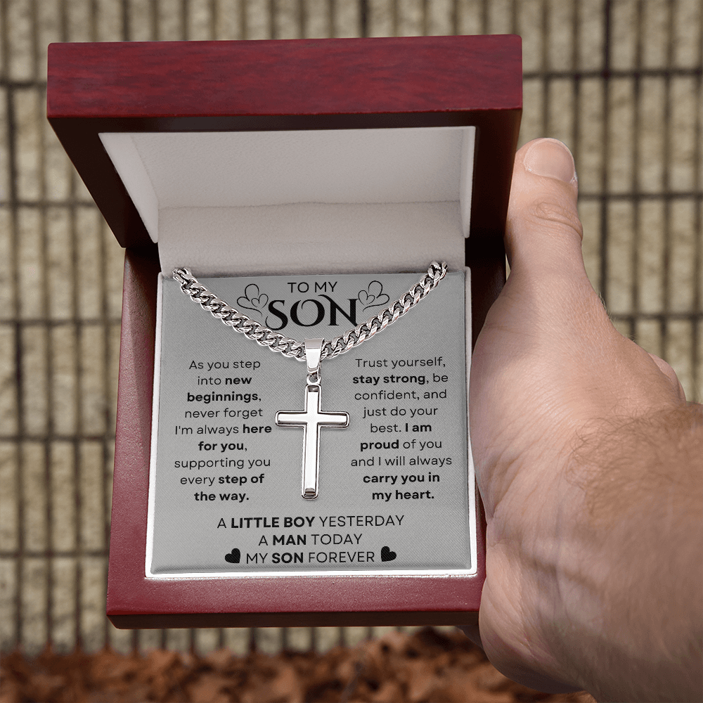 My Son Forever, Cubin Link Chain With Cross