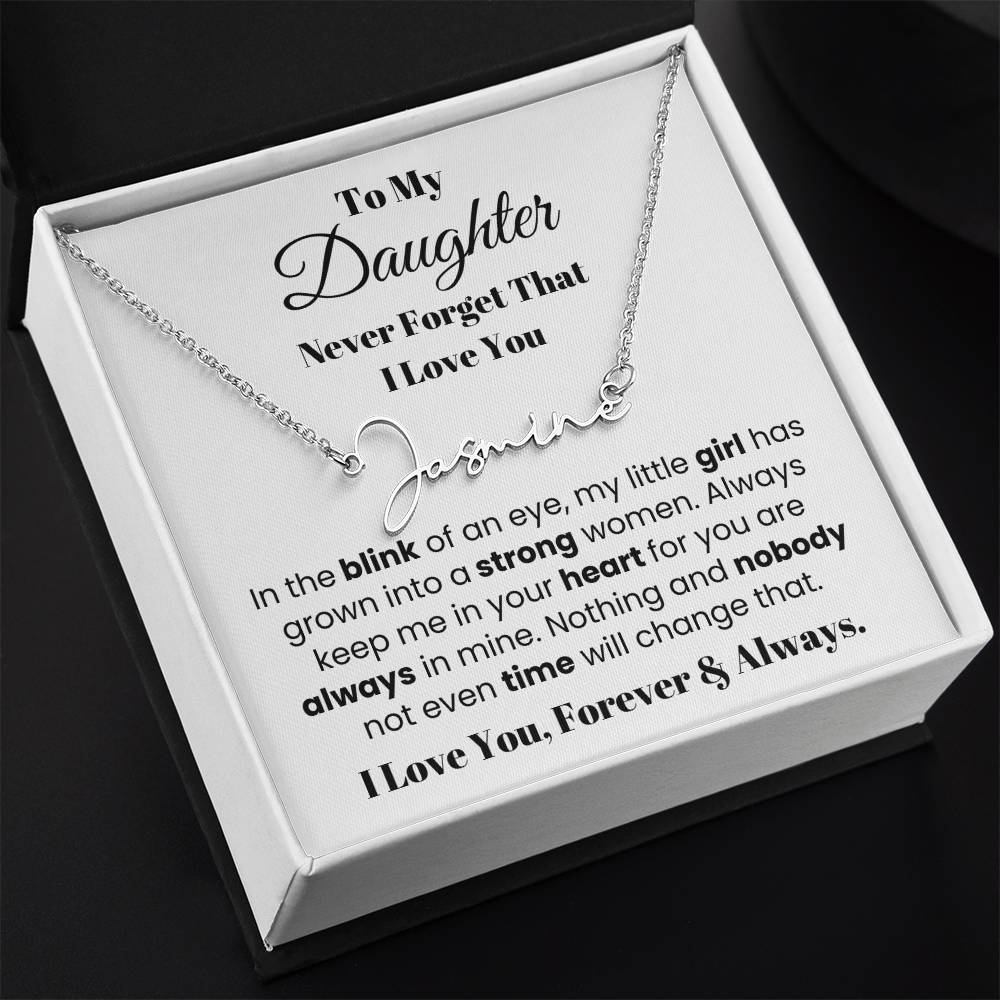 In The Blink Of An Eye, Custom Signature Name Necklace