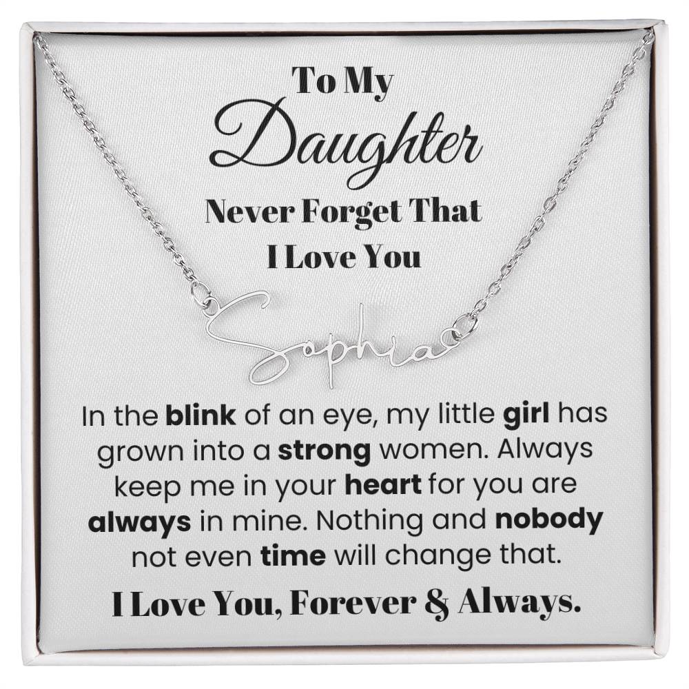 In The Blink Of An Eye, Custom Signature Name Necklace