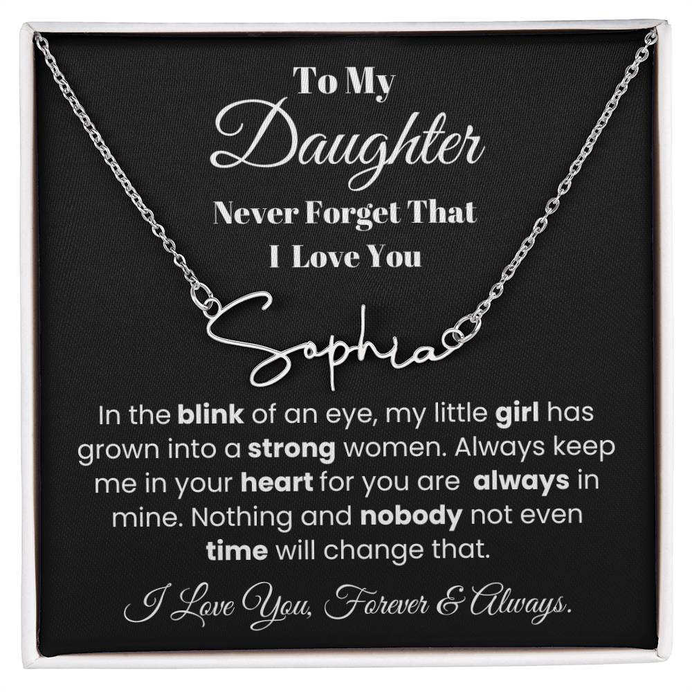 In The Blink Of An Eye, Custom Signature Name Necklace