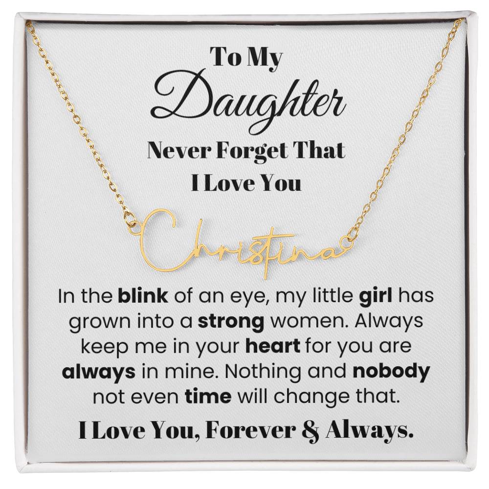 In The Blink Of An Eye, Custom Signature Name Necklace