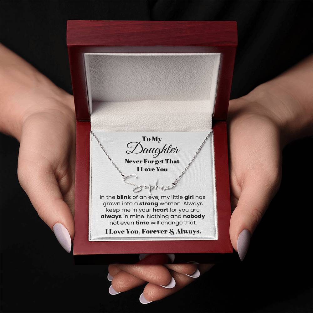 In The Blink Of An Eye, Custom Signature Name Necklace