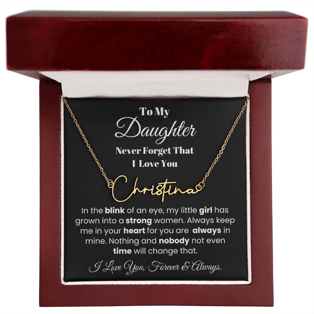 In The Blink Of An Eye, Custom Signature Name Necklace