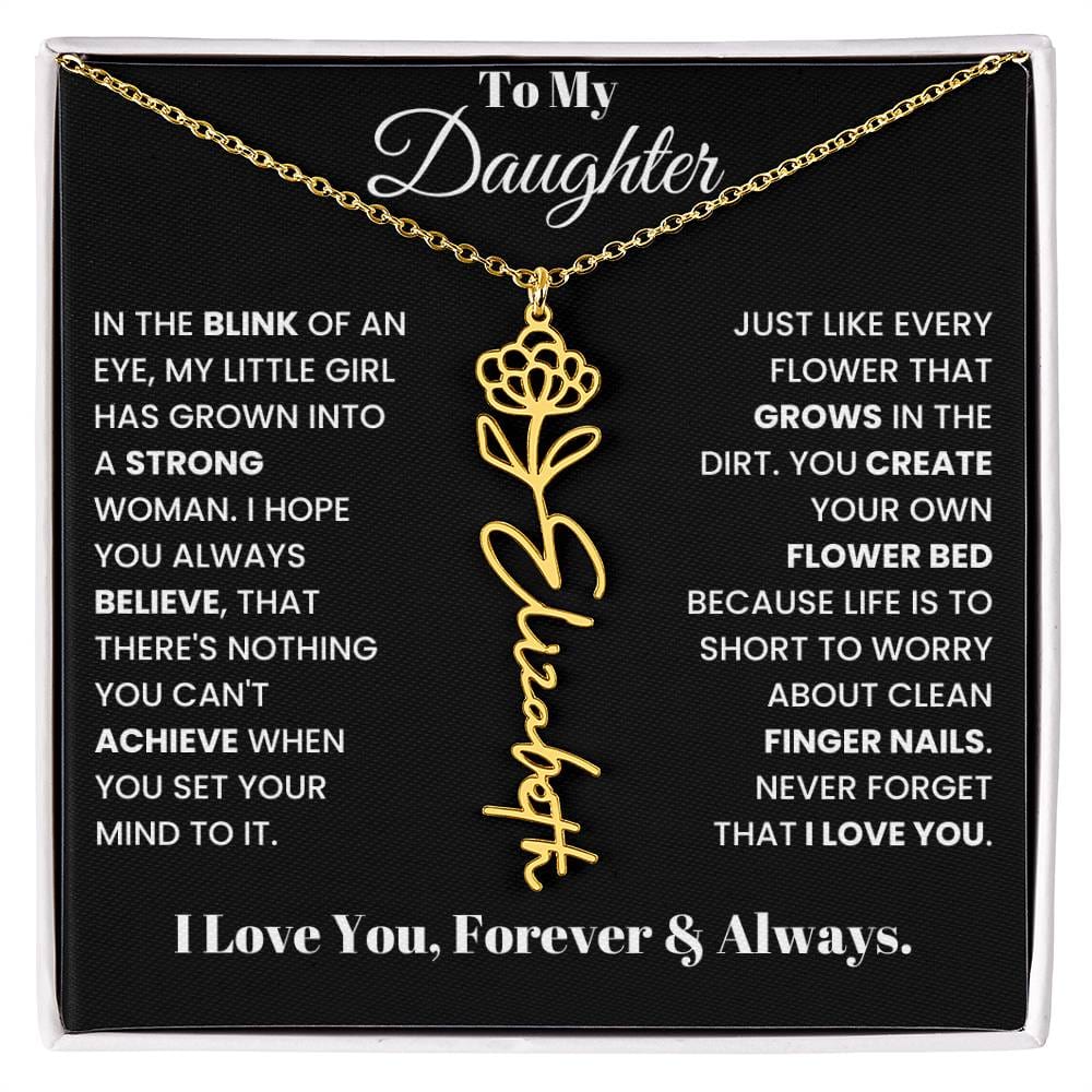 In The Blink Of An Eye, Flower Name Necklace