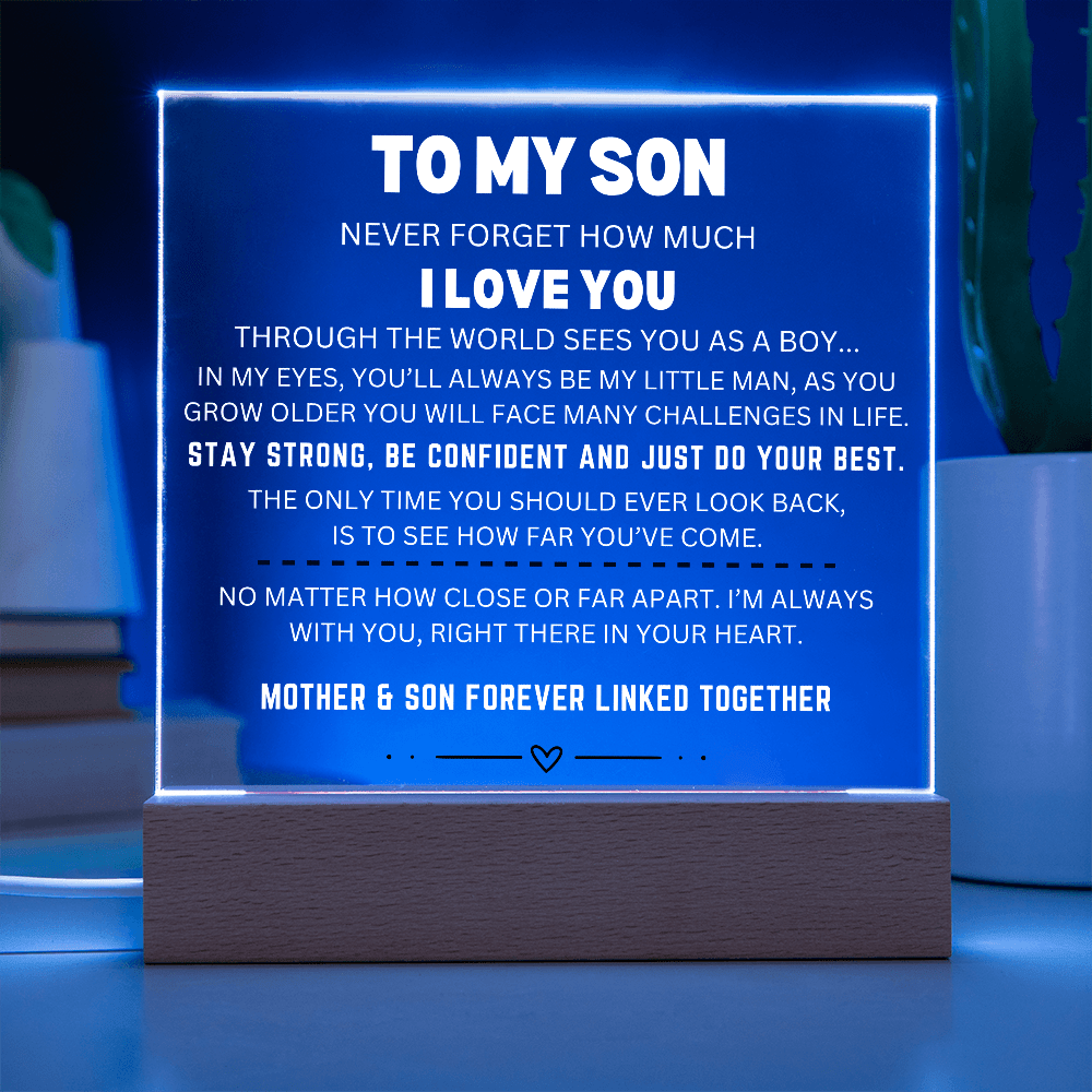Square LED Acrylic Plaque, To My Son From Mom