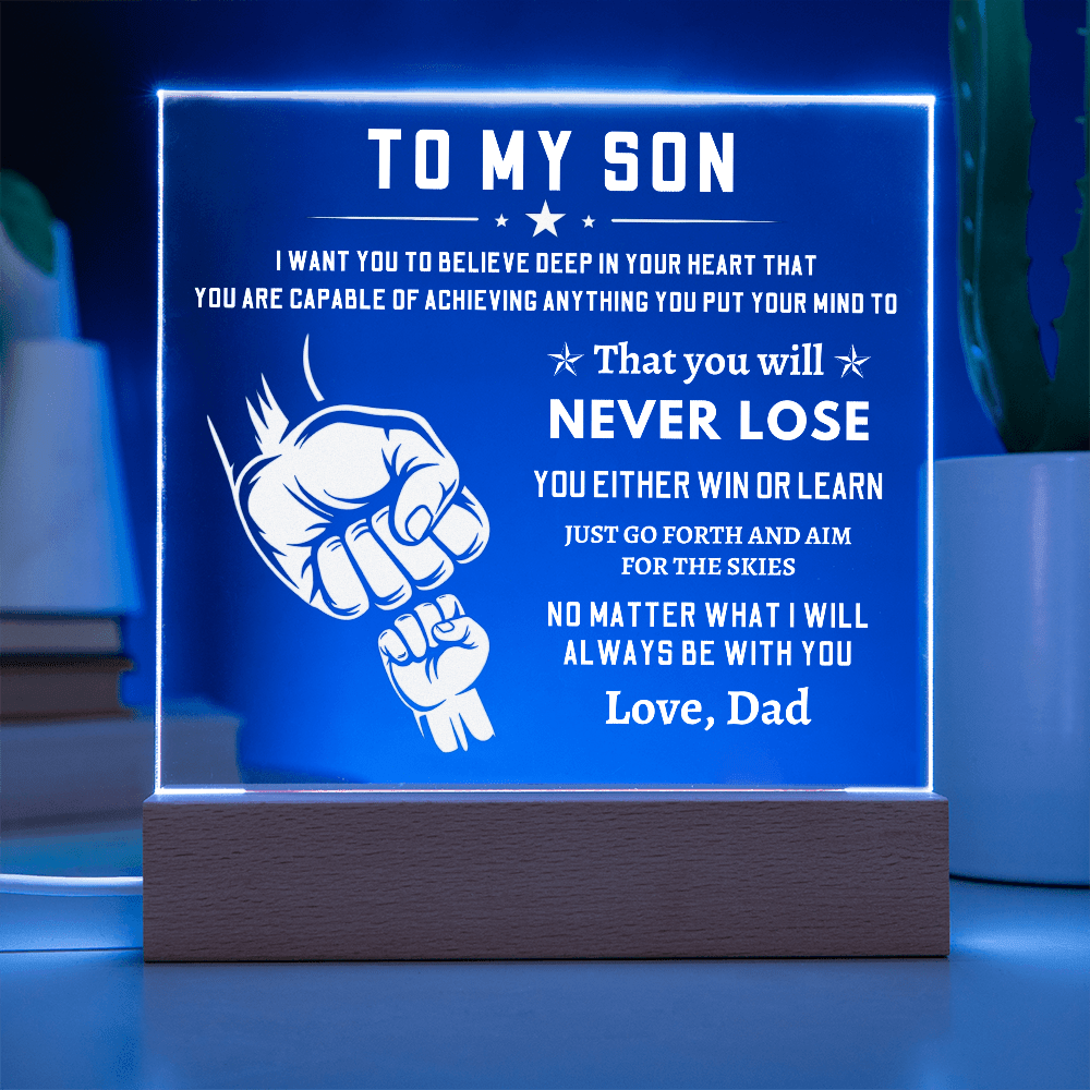 To My Son, Acrylic Square Plaque With LED Light