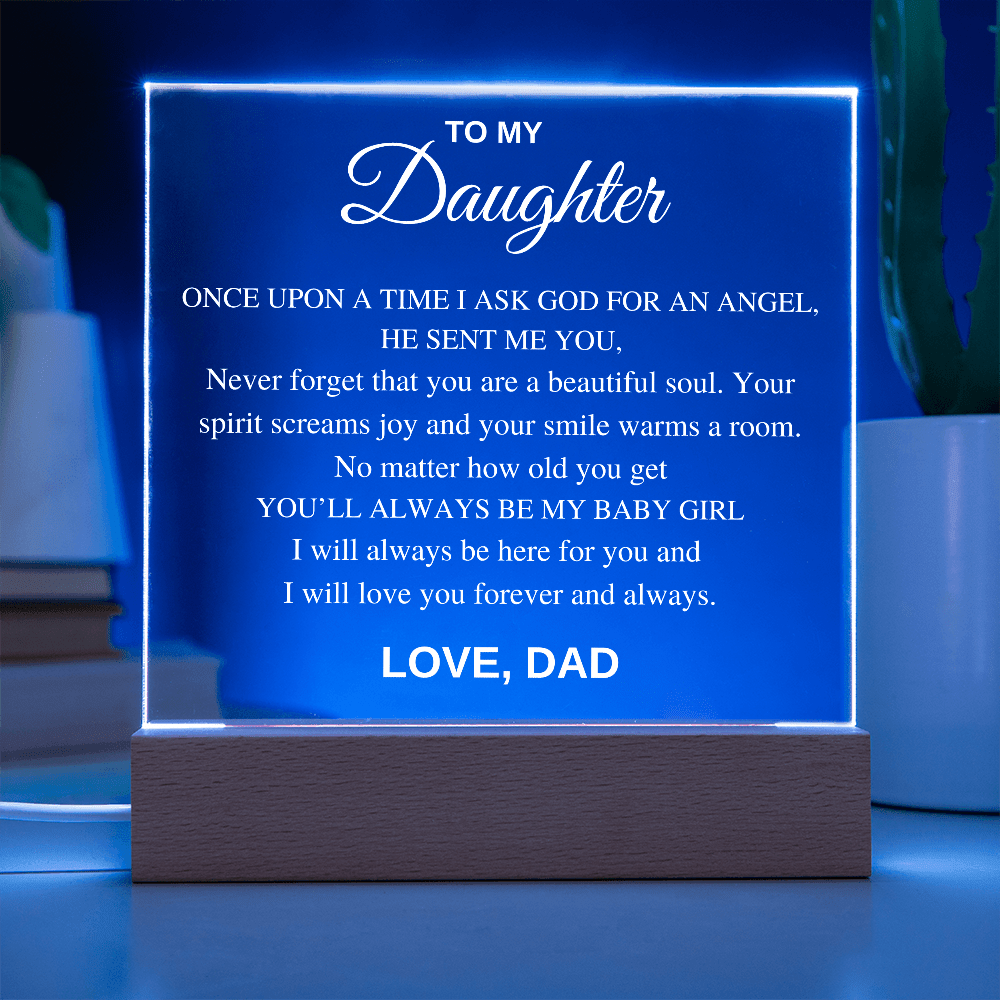 Square LED Acrylic Plaque, To My Daughter From Dad