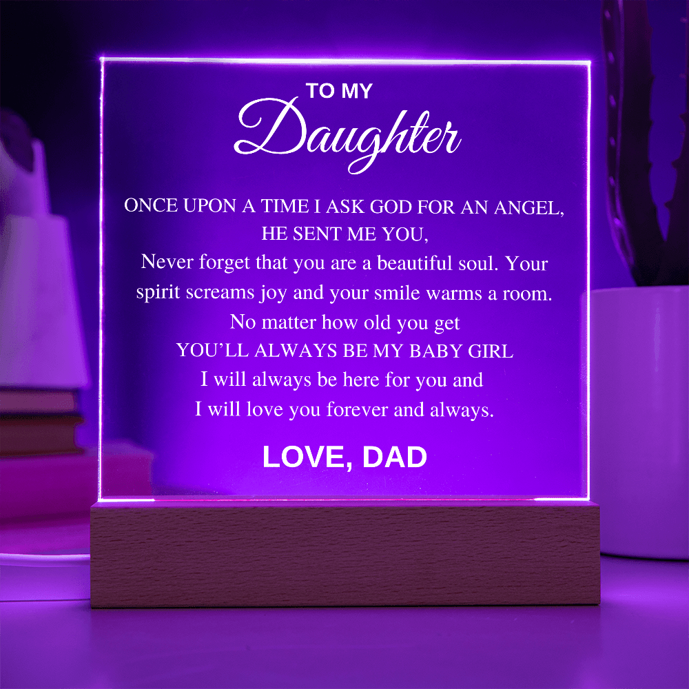 Square LED Acrylic Plaque, To My Daughter From Dad