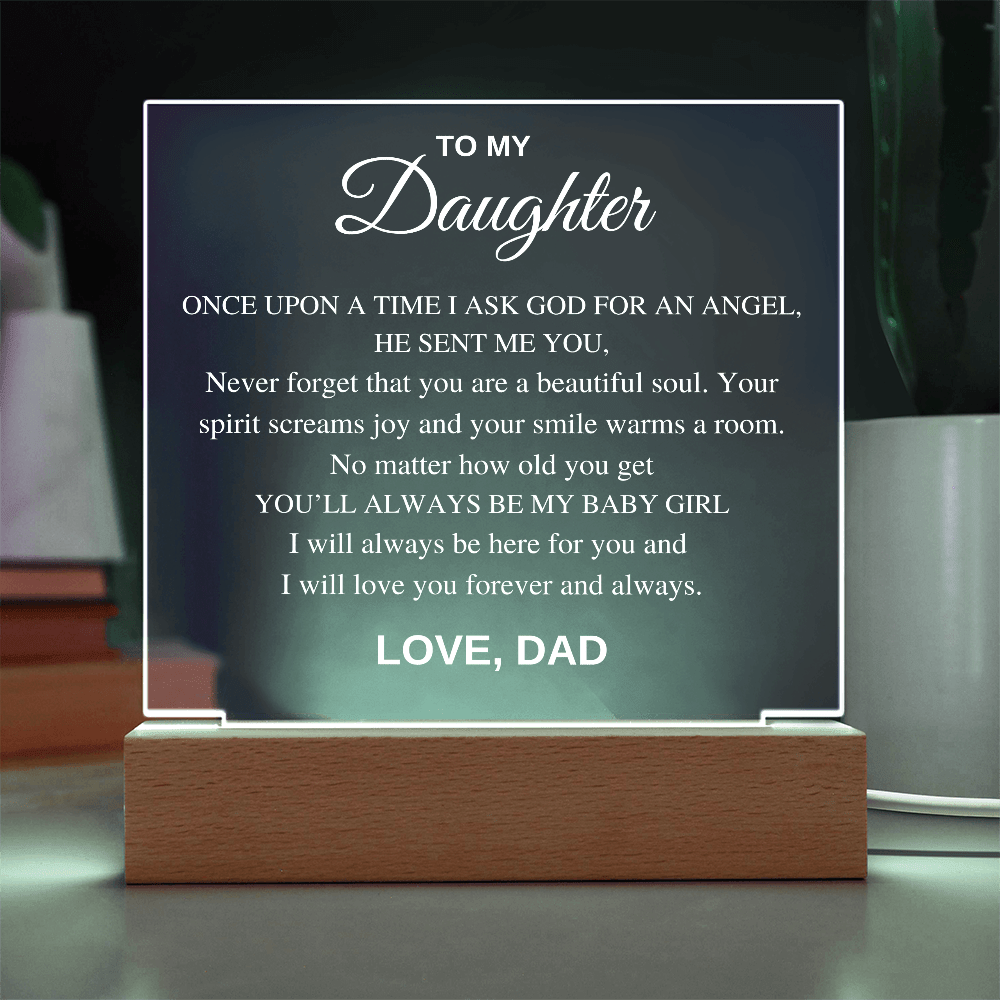 Square LED Acrylic Plaque, To My Daughter From Dad