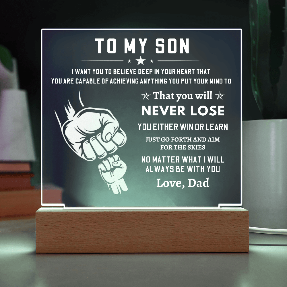 To My Son, Acrylic Square Plaque With LED Light