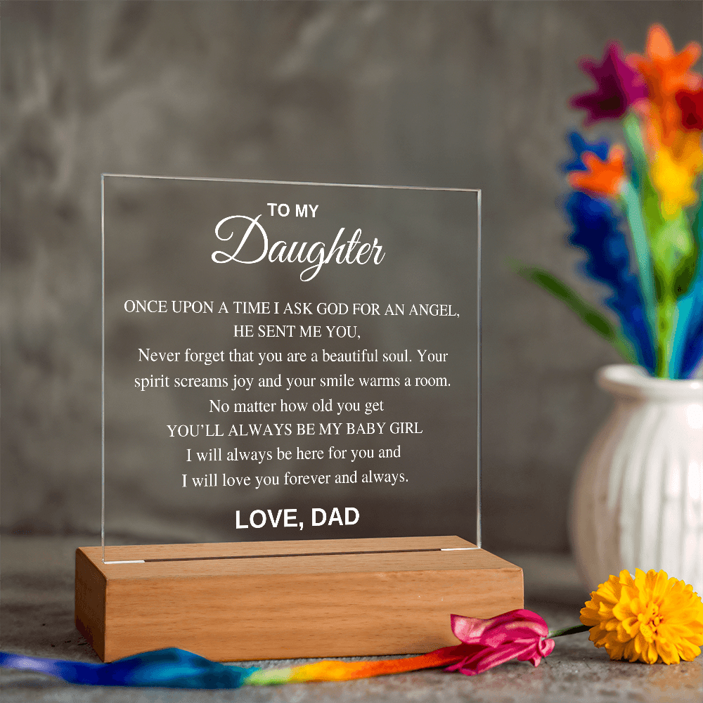 Square LED Acrylic Plaque, To My Daughter From Dad