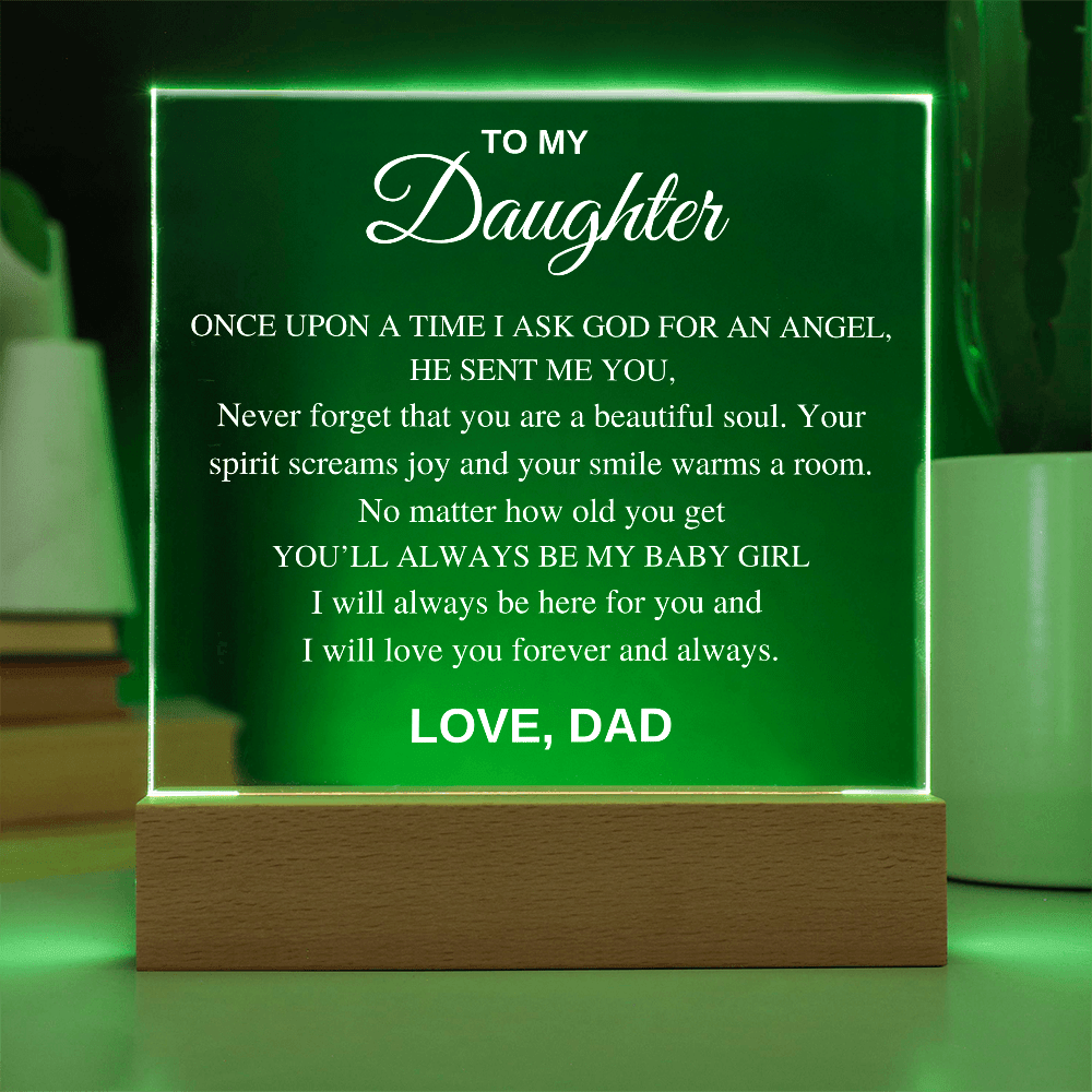 Square LED Acrylic Plaque, To My Daughter From Dad