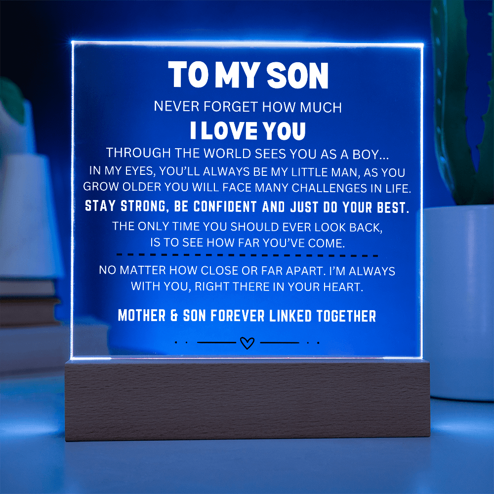 Square LED Acrylic Plaque, To My Son From Mom