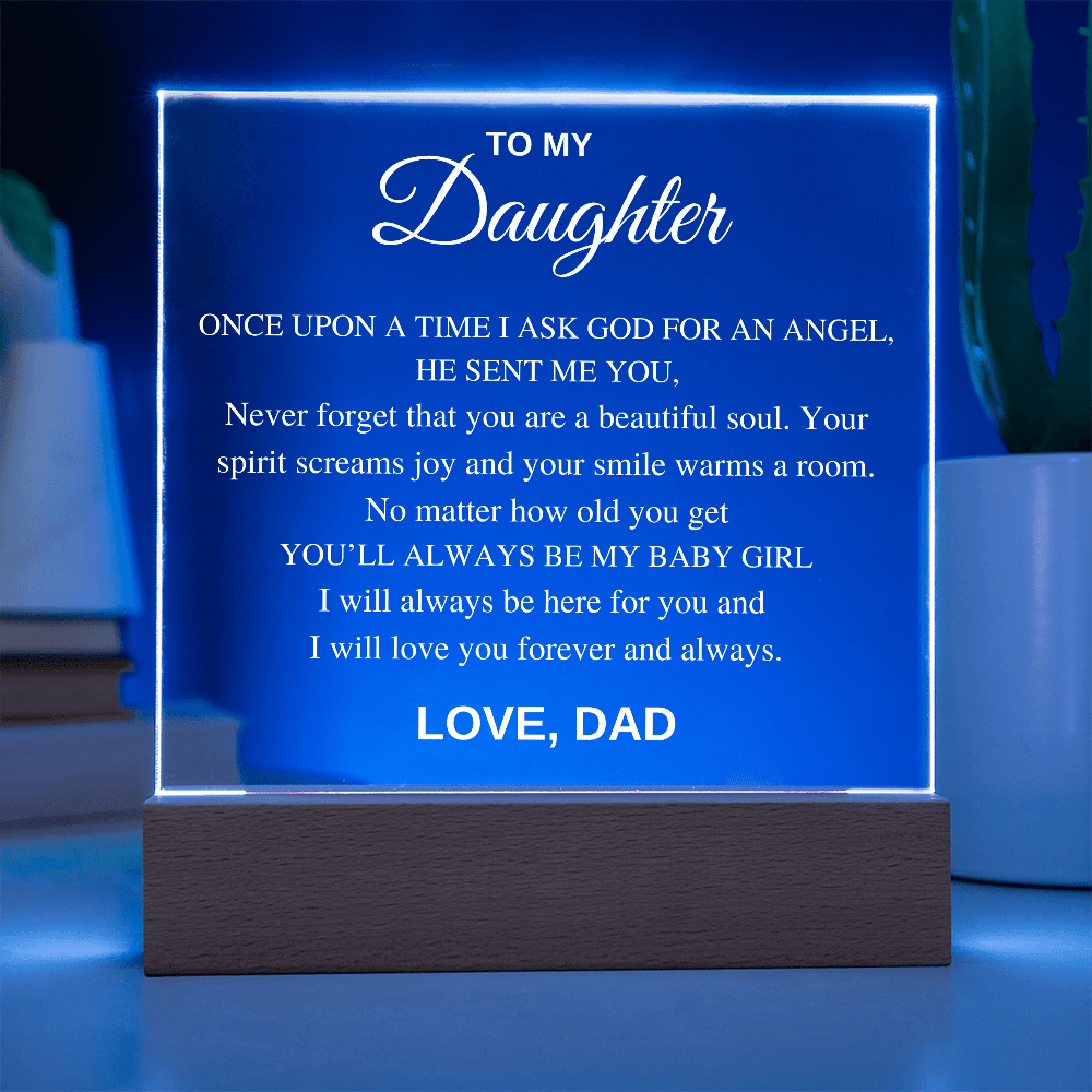 Square LED Acrylic Plaque, To My Daughter From Dad