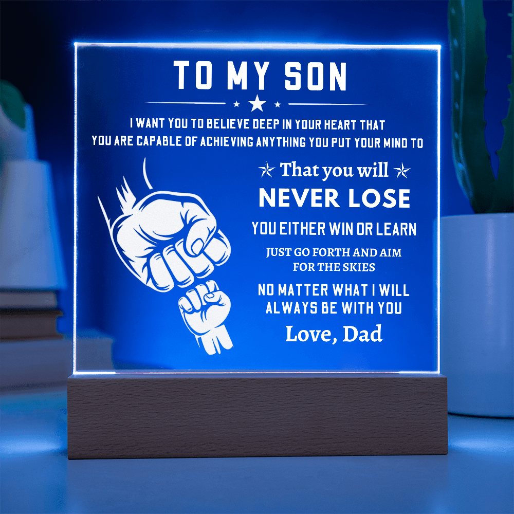 To My Son, Acrylic Square Plaque With LED Light