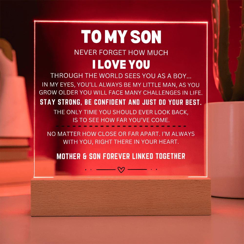 Square LED Acrylic Plaque, To My Son From Mom