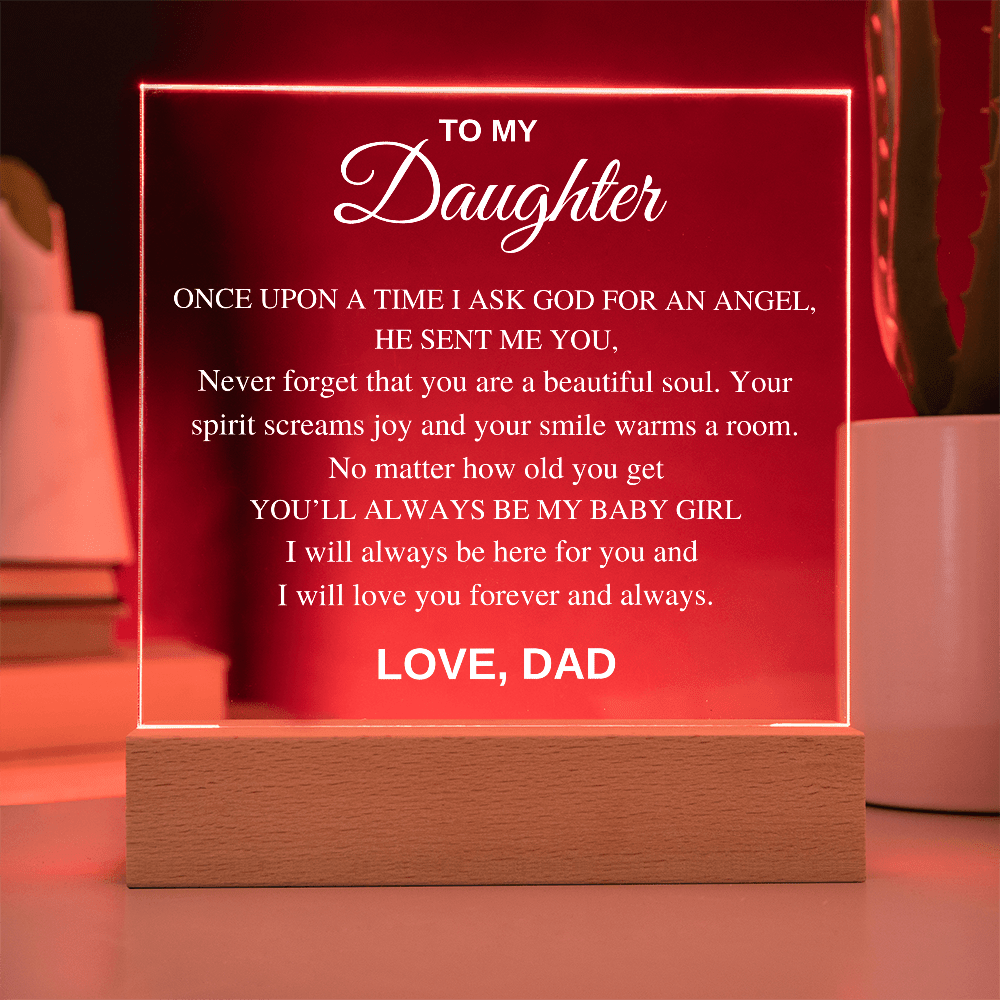 Square LED Acrylic Plaque, To My Daughter From Dad