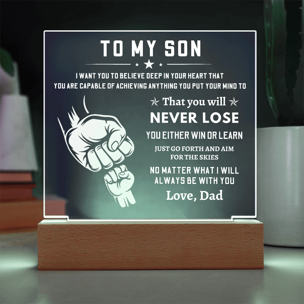 To My Son, Acrylic Square Plaque With LED Light