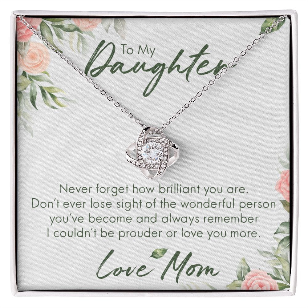 Never Forget, Love Knot Necklace, From Mom