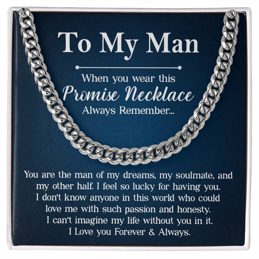 To My Man Promise Necklace, Cubin Link Chain