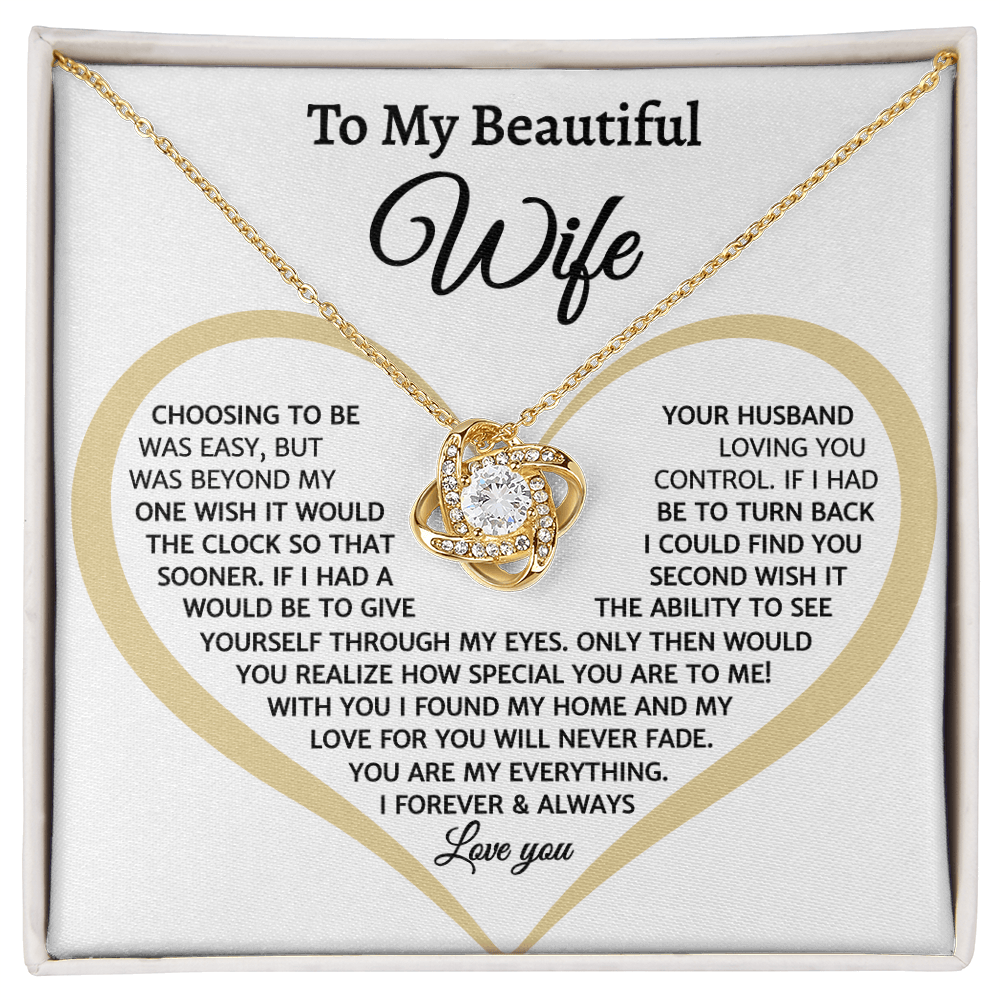 To My Beautiful Wife, Love Knot Necklace