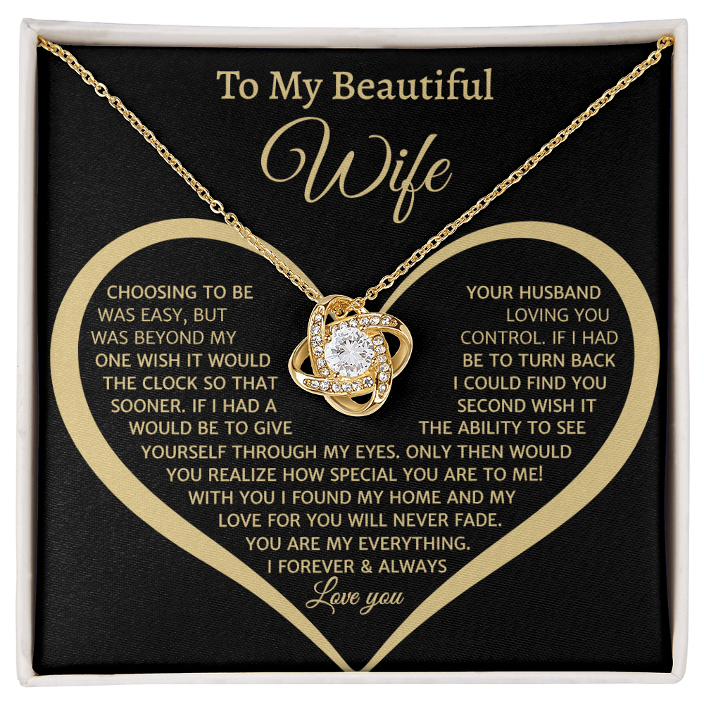 To My Beautiful Wife, Love Knot Necklace