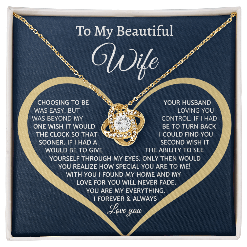 To My Beautiful  Wife, Love Knot Necklace