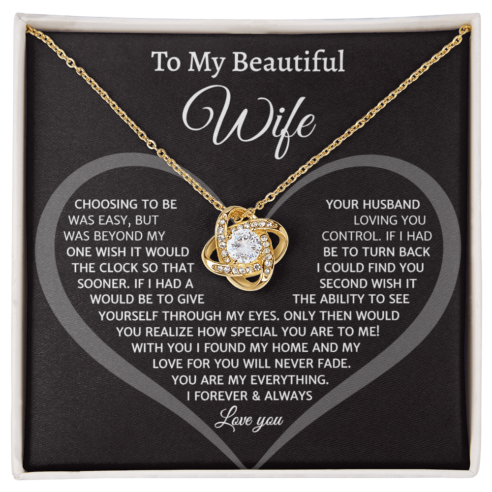 To My Beautiful Wife, Love Knot Necklace