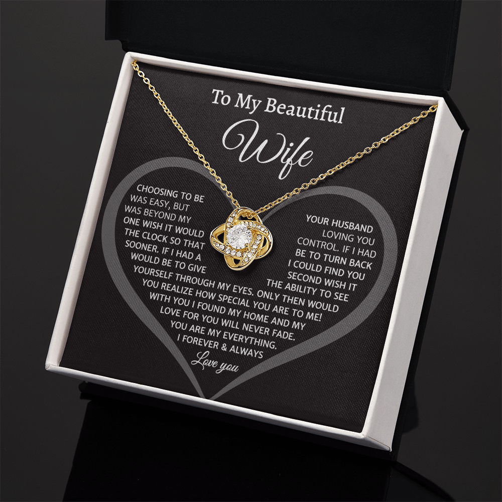 To My Beautiful Wife, Love Knot Necklace