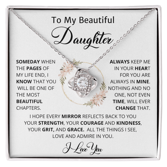 To My Beautiful Daughter, Love Knot Necklace