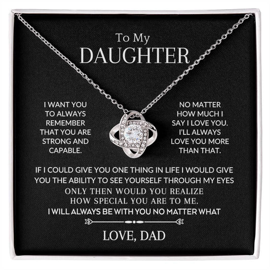 To My Daughter Love Dad, Love Knot Necklace