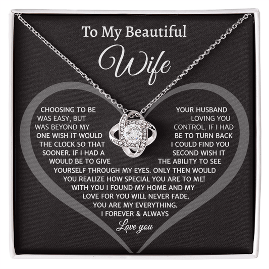To My Beautiful Wife, Love Knot Necklace