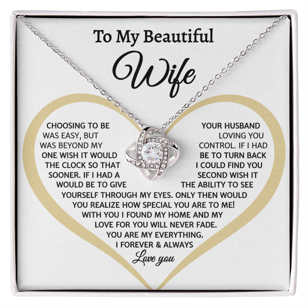 To My Beautiful Wife, Love Knot Necklace