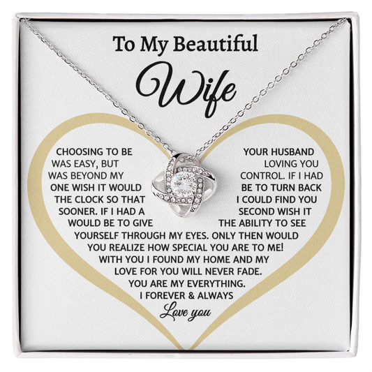 To My Beautiful Wife, Love Knot Necklace