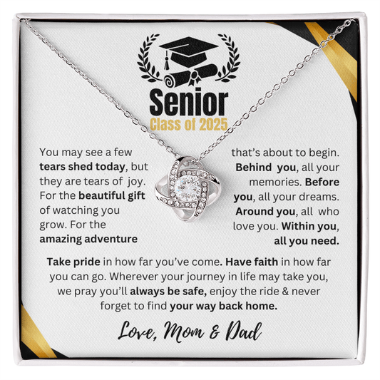 Graduation Gift "Take Pride In How Far You Come" Love Knot Necklace