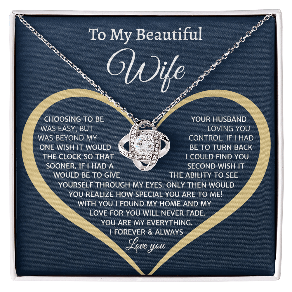 To My Beautiful  Wife, Love Knot Necklace