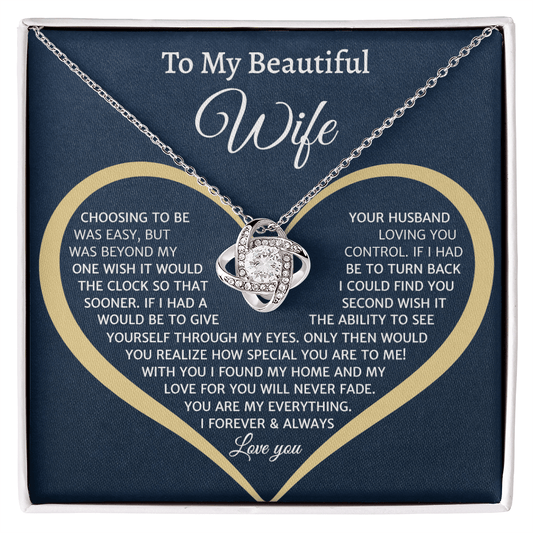 To My Beautiful  Wife, Love Knot Necklace