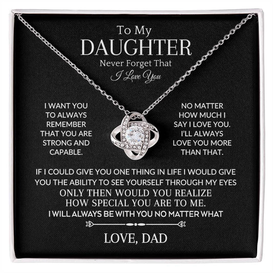 Never Forget That  I Love You, Love Knot Necklace