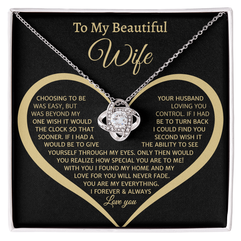 To My Beautiful Wife, Love Knot Necklace