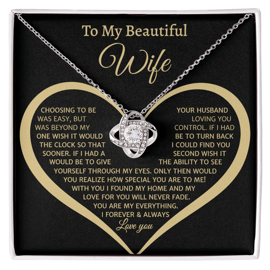 To My Beautiful Wife, Love Knot Necklace