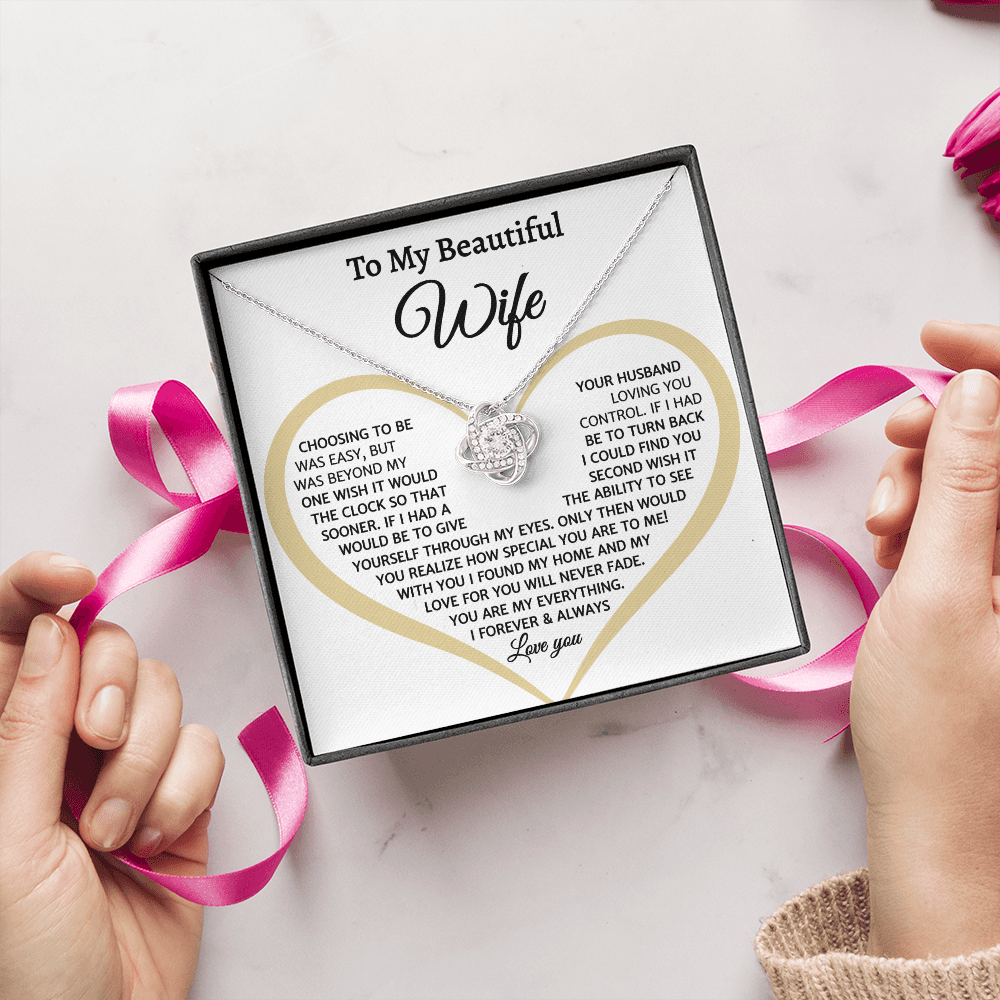 To My Beautiful Wife, Love Knot Necklace