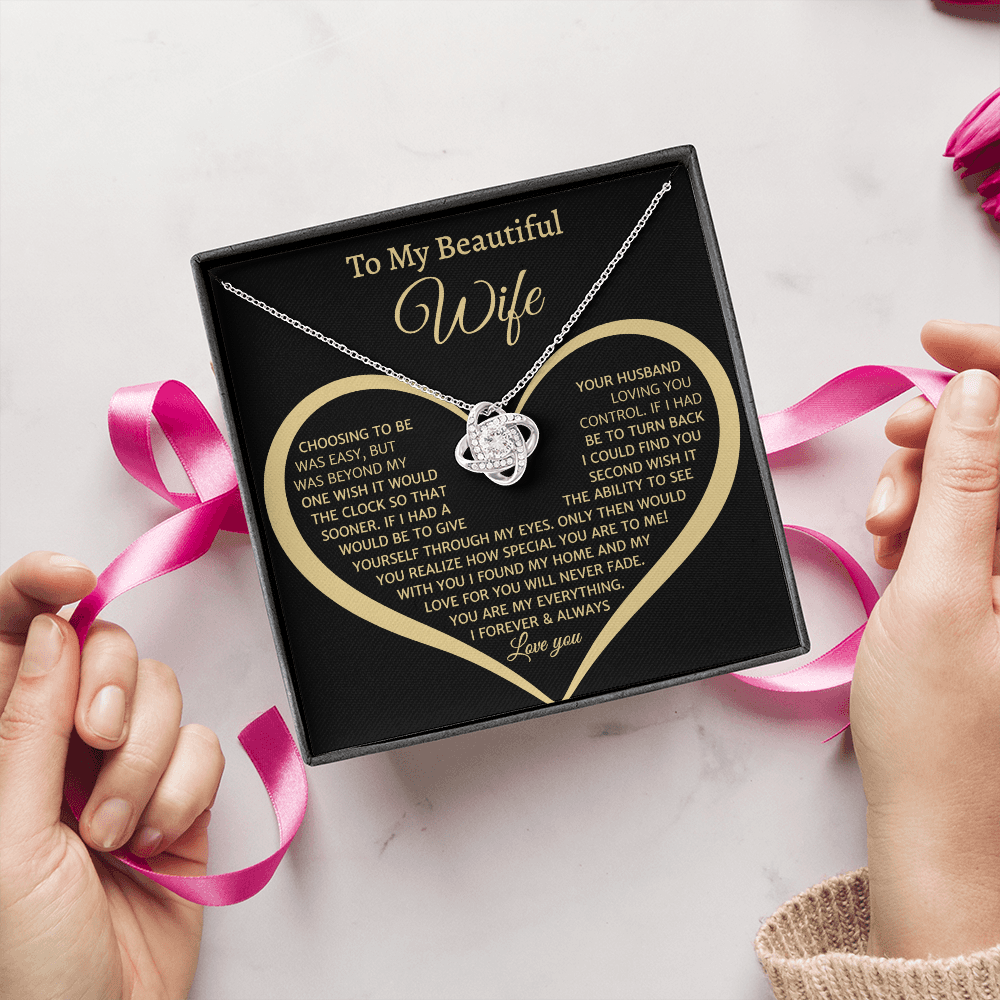 To My Beautiful Wife, Love Knot Necklace