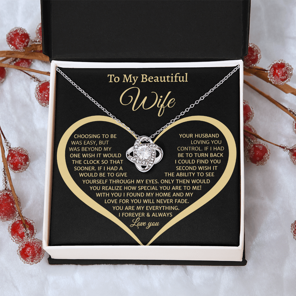 To My Beautiful Wife, Love Knot Necklace