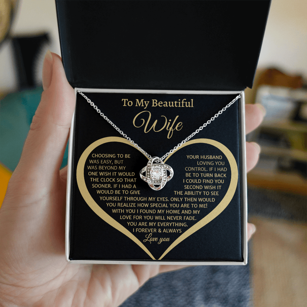To My Beautiful Wife, Love Knot Necklace