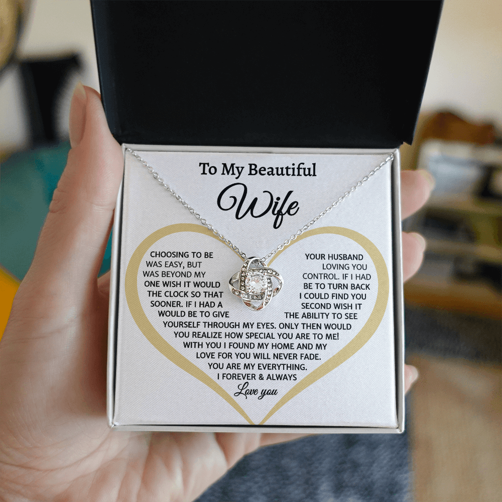 To My Beautiful Wife, Love Knot Necklace