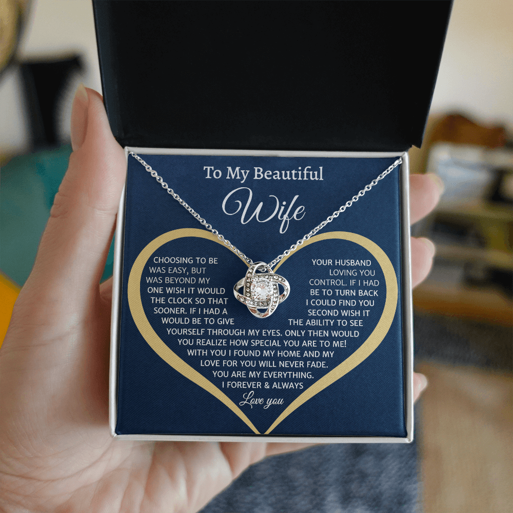 To My Beautiful  Wife, Love Knot Necklace