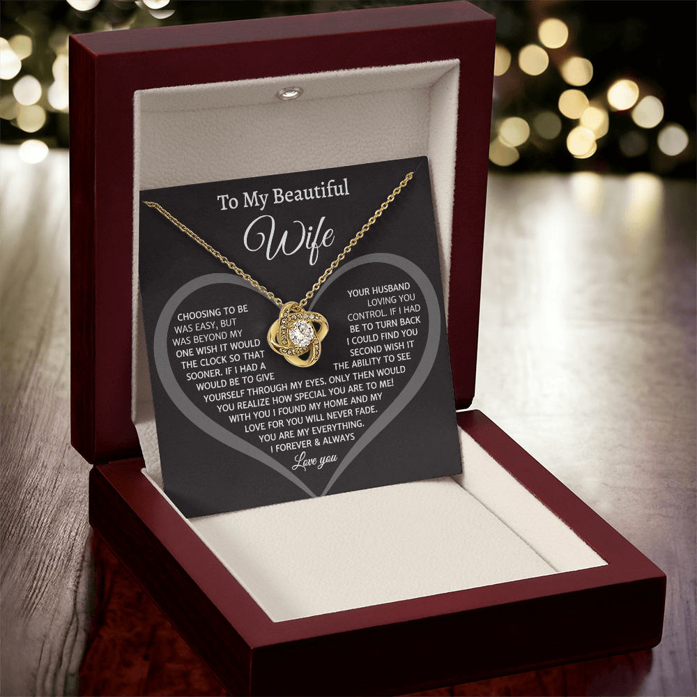 To My Beautiful Wife, Love Knot Necklace