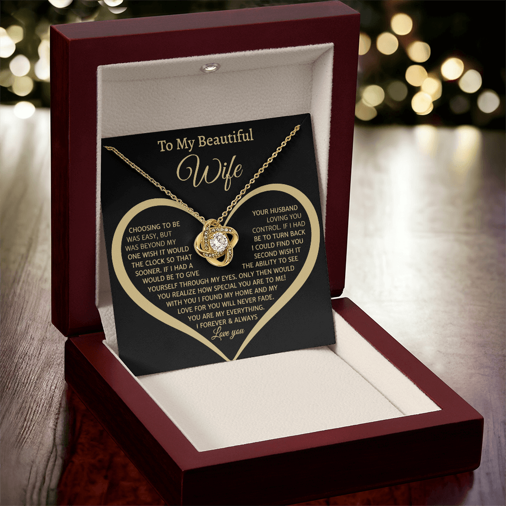 To My Beautiful Wife, Love Knot Necklace