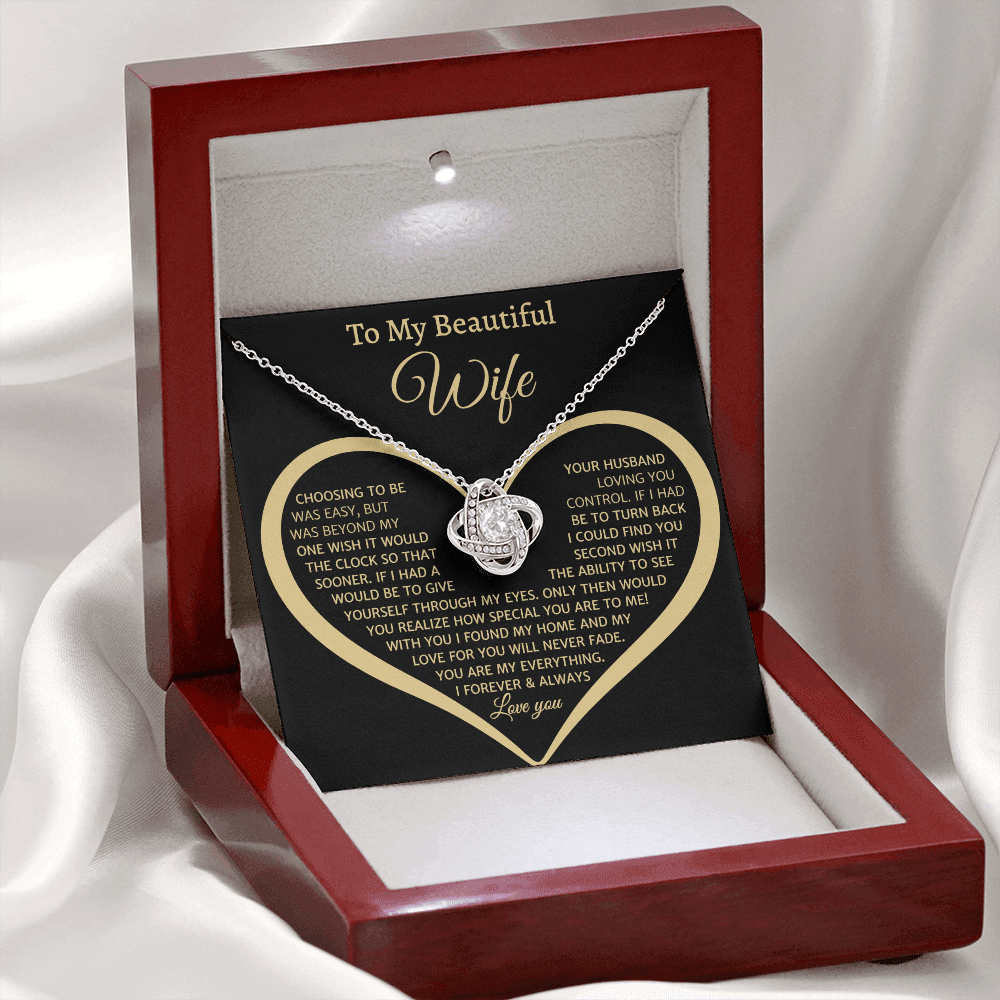 To My Beautiful Wife, Love Knot Necklace